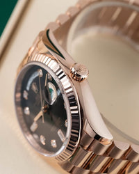 Rol_ex Presi_dent Day_Date Rose Gold Chocolate Diamond Dial Mens Watch Luxury Edition Premium Quality theroyaltime.in