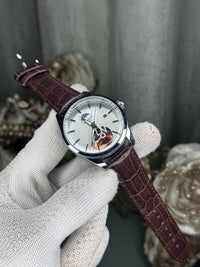 Patek Philipp e Brown White Leather Strap Premium Watch