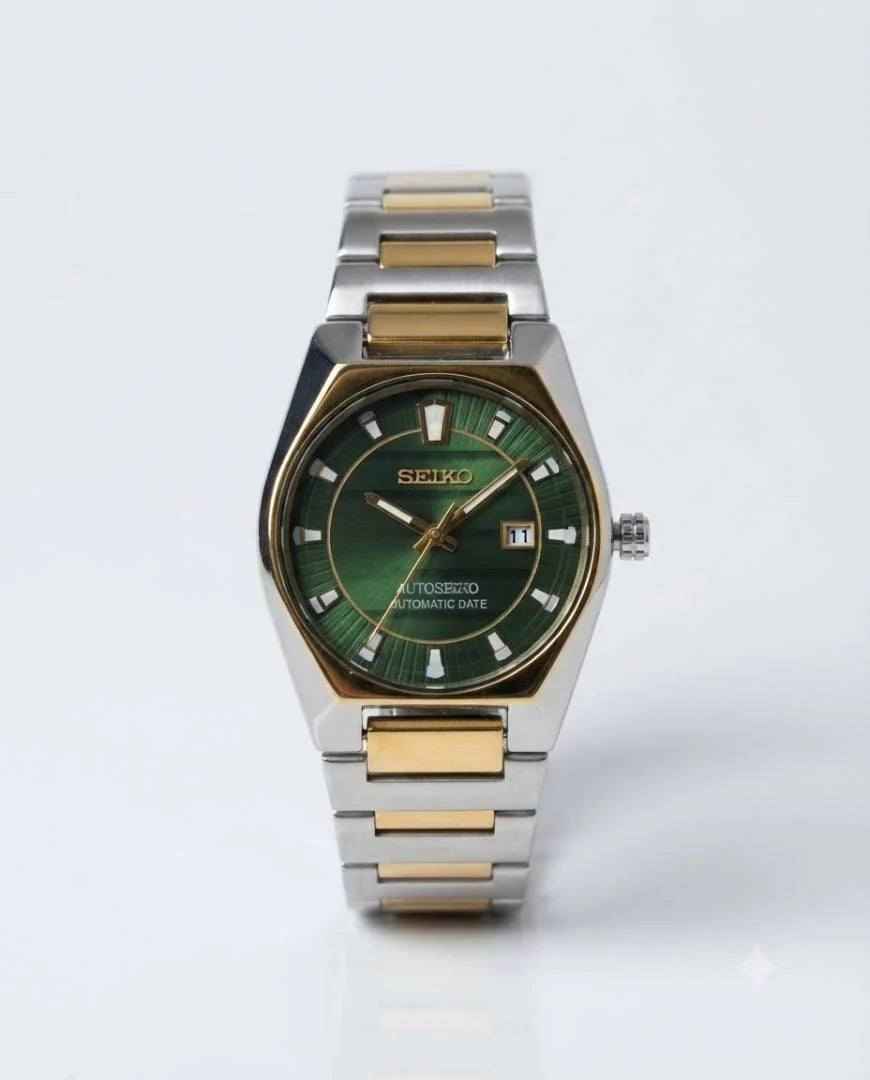 King Se_iko Vanac Two Tone Black Green Dial Premium Quality Luxury Watch theroyaltime.in