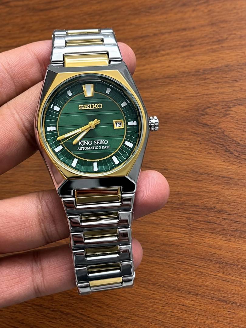 King Se_iko Vanac Two Tone Black Green Dial Premium Quality Luxury Watch theroyaltime.in
