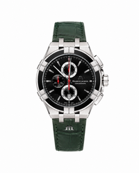 Maurice Lacroix Aikon Chronograph Green Leather Strap Black Dial