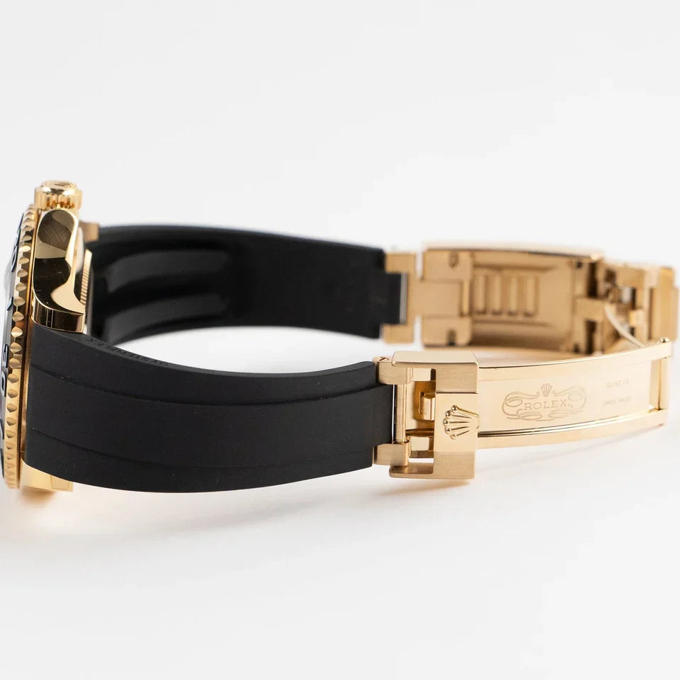 Role_x Yatch Master Yellow Gold Oysterflex Black Mint Mens Watch Luxury Edition Premium Quality theroyaltime.in