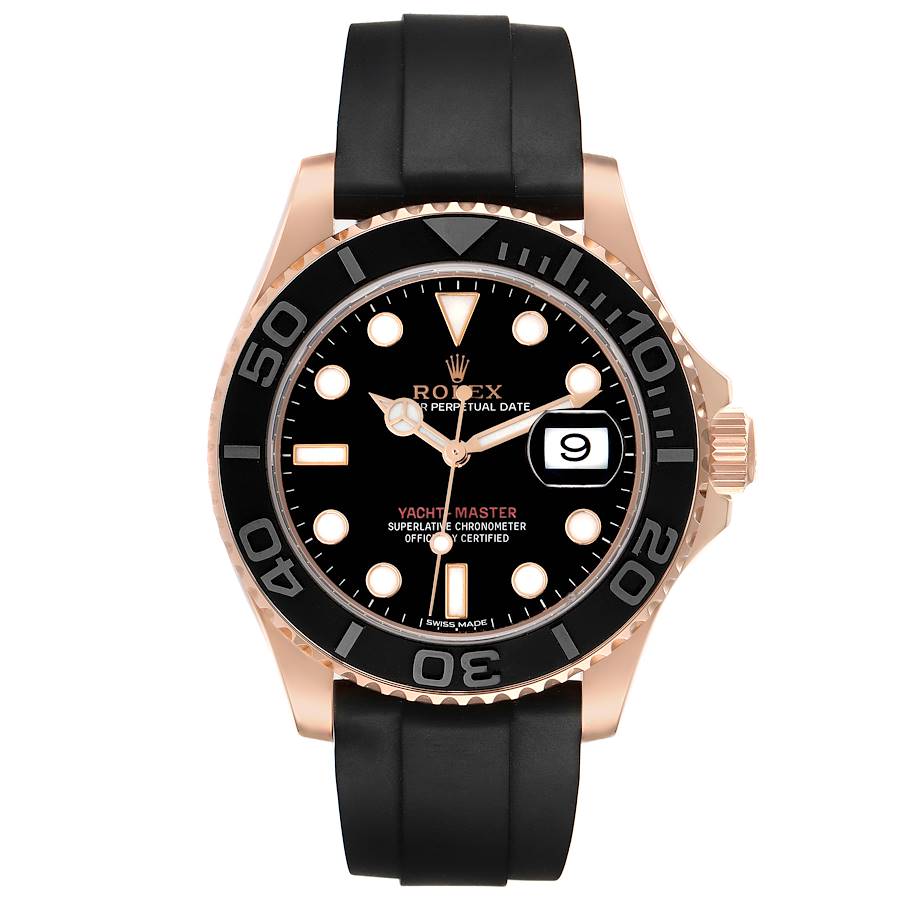 Role_x Yatch Master Rose Gold Oysterflex Black Mint Mens Watch Luxury Edition Premium Quality theroyaltime.in