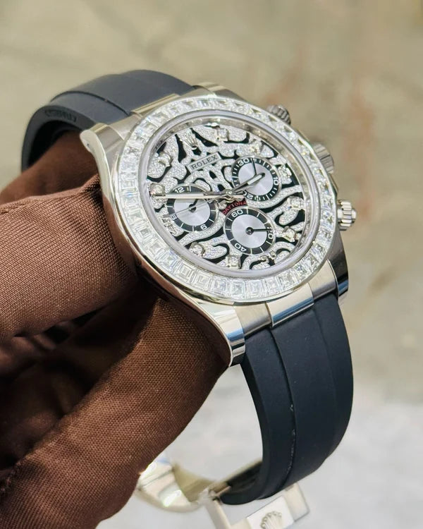 Ro*ex Eye Of The Tiger Silver Dial Silicon Belt Edition Premium Quality Luxury Watch theroyaltime.in
