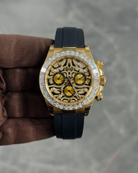 Ro*ex Eye Of The Tiger Gold Dial Silicon Belt Edition Premium Quality Luxury Watch theroyaltime.in